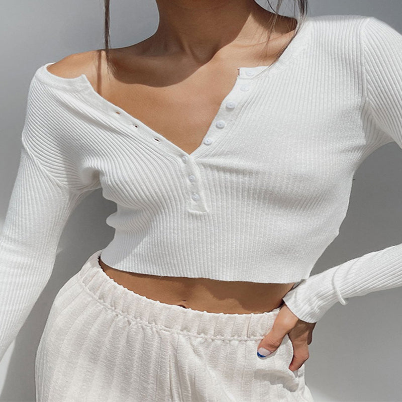 Macymars™ Autumn And Winter Retro Solid Color Fashionable Long Sleeve Women's T-Shirt