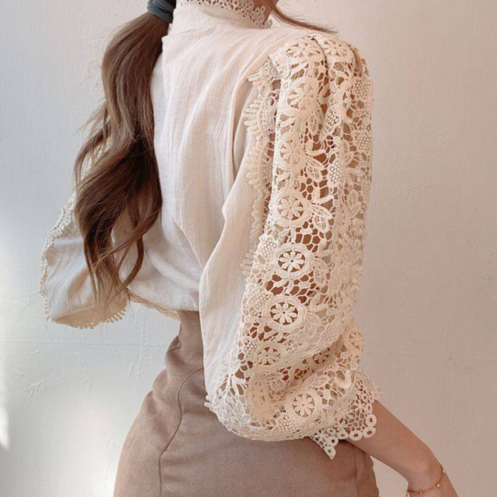 Macymars™ Women's Elegant Lace Victorian Long Sleeve Button Blouse