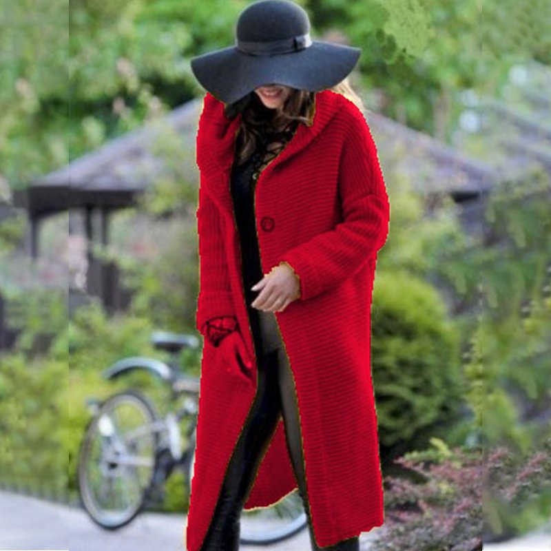 Macymars™ Hooded Cardigan Knitted Jumper Mid-length Jacket