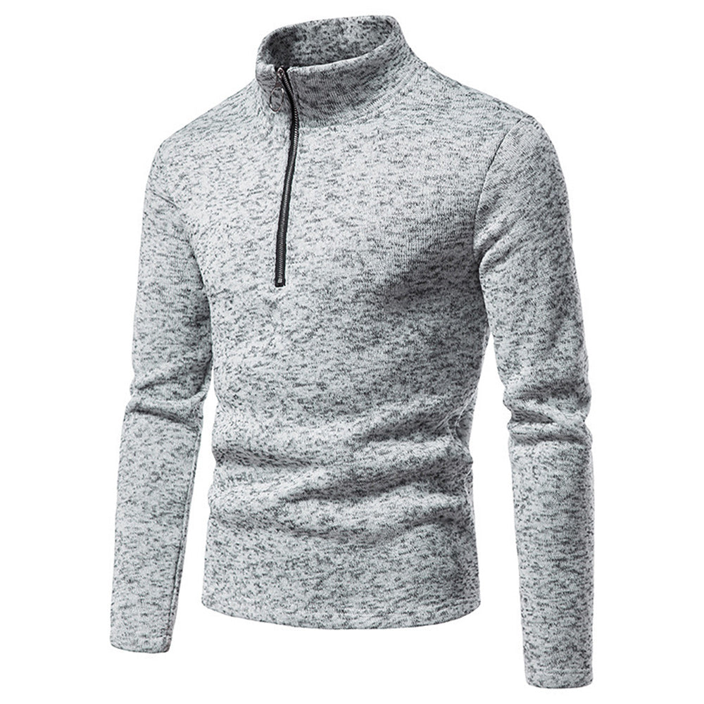 Macymars™ Men's Placket Zip Turtleneck Solid Color Sweatshirt