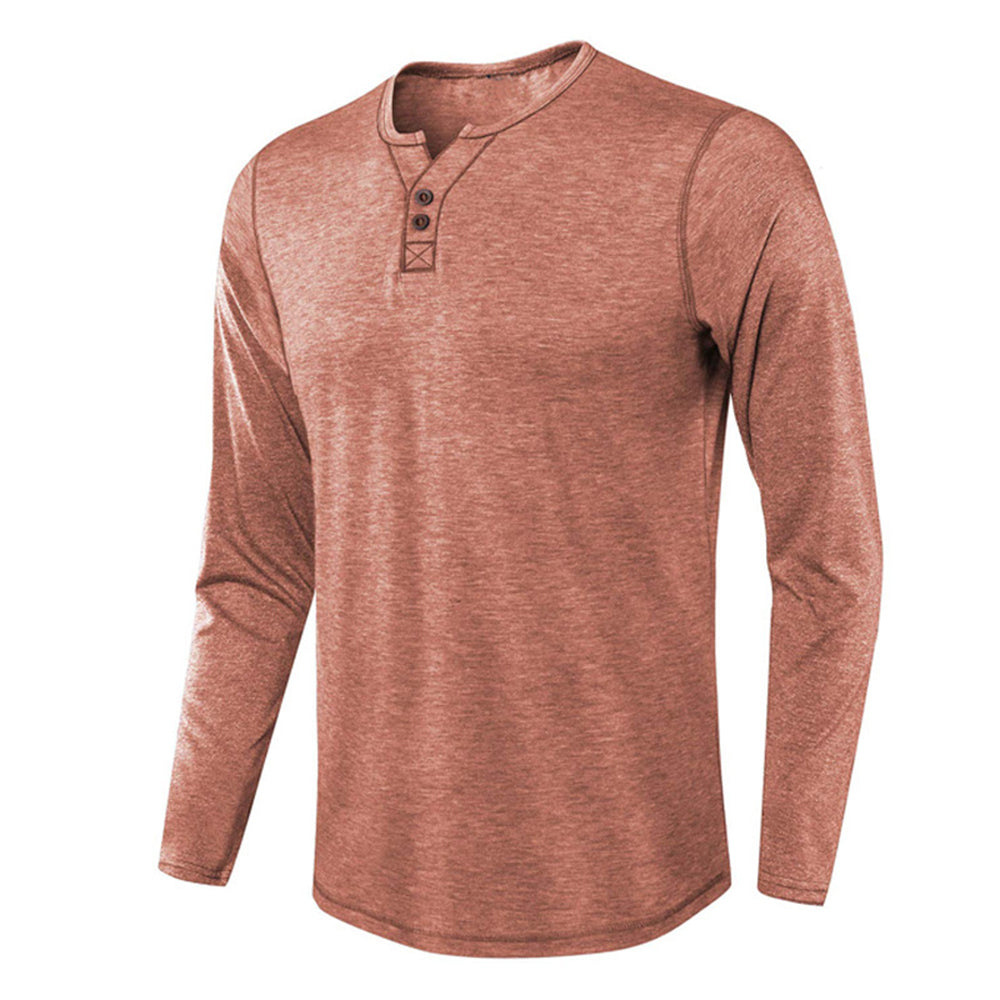 Macymars™ Men's Long Sleeve Henley Collar T-Shirt