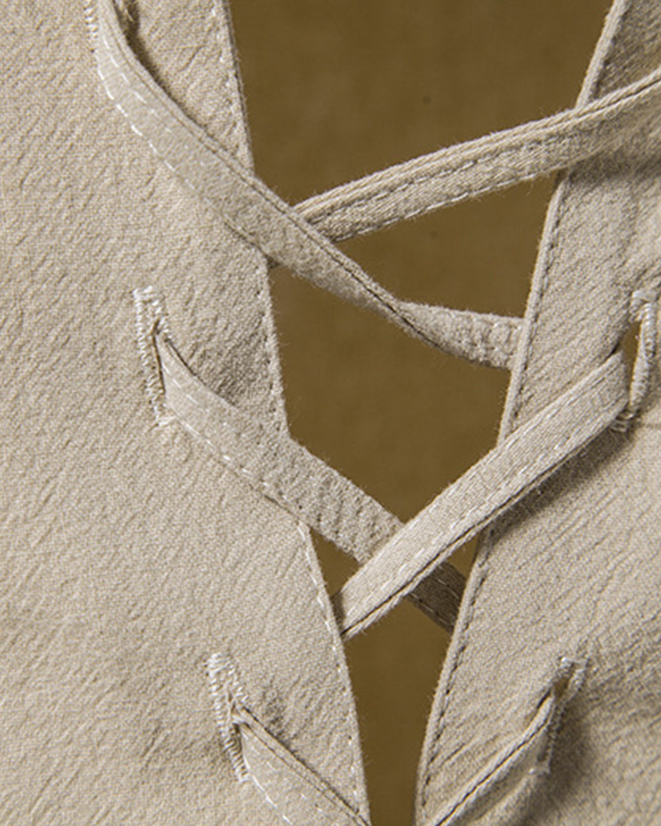 Macymars™ Men's Cotton Linen Henley Stand Collar Casual Shirt