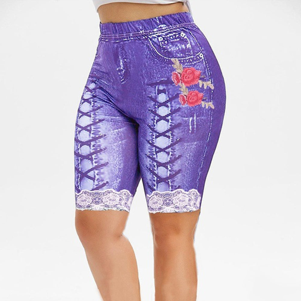 Macymars™ Women's Skinny 3d Denim Print Casual Short Jeggings