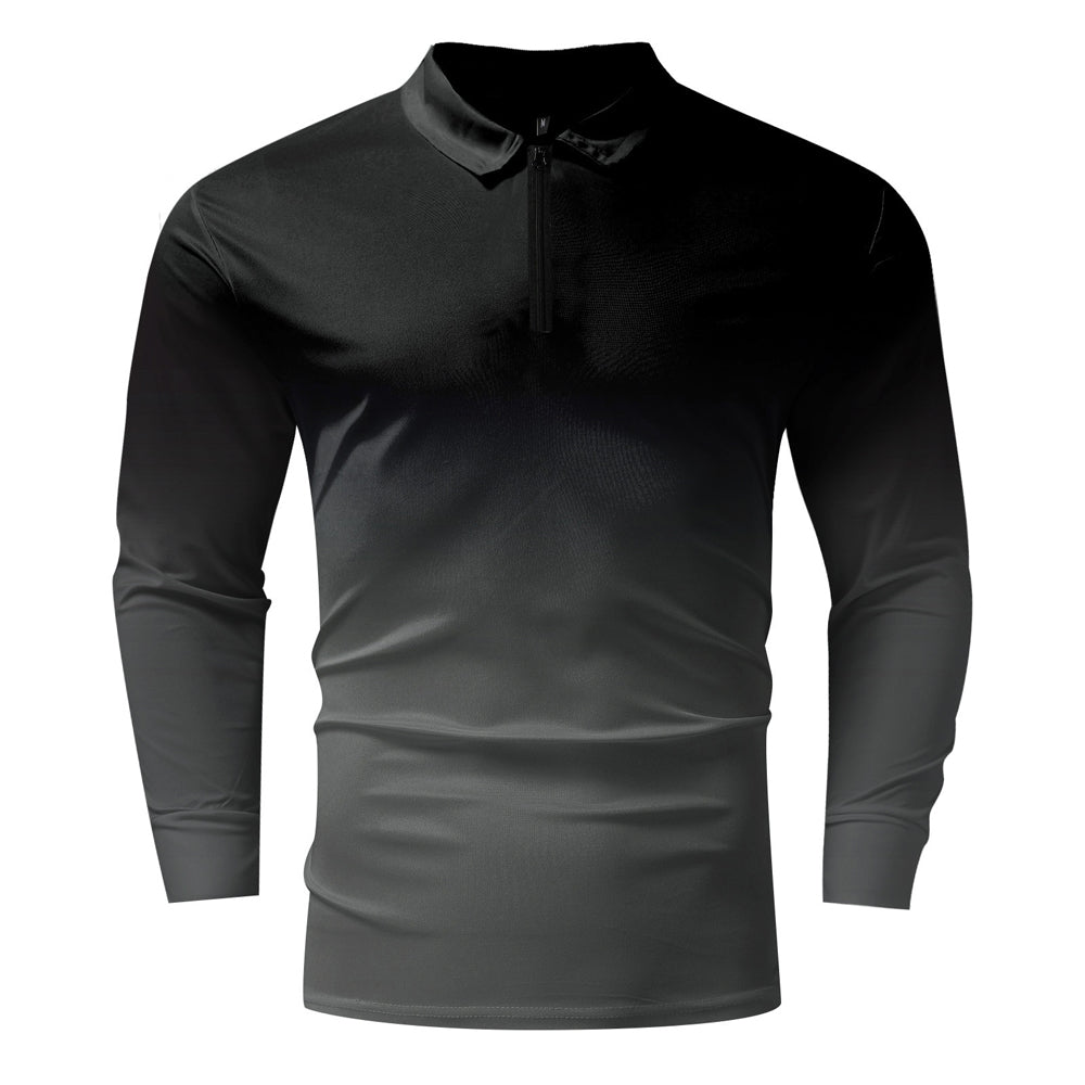 Macymars™ Men's Gradient Color Lapel Zipper Polo Shirt