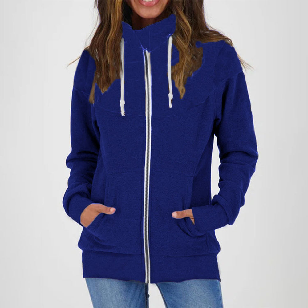 Macymars™ Womens Solid Color Drawstring Zip Long Sleeve Sweatshirt