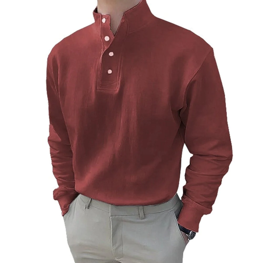 Macymars™ Gentleman's Simple Basic Stand-Up Collar Long-sleeved Polo Shirt