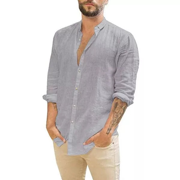 Macymars™ Men's Half Sleeve Solid Color Loose Breathable Casual Cotton Linen Shirts