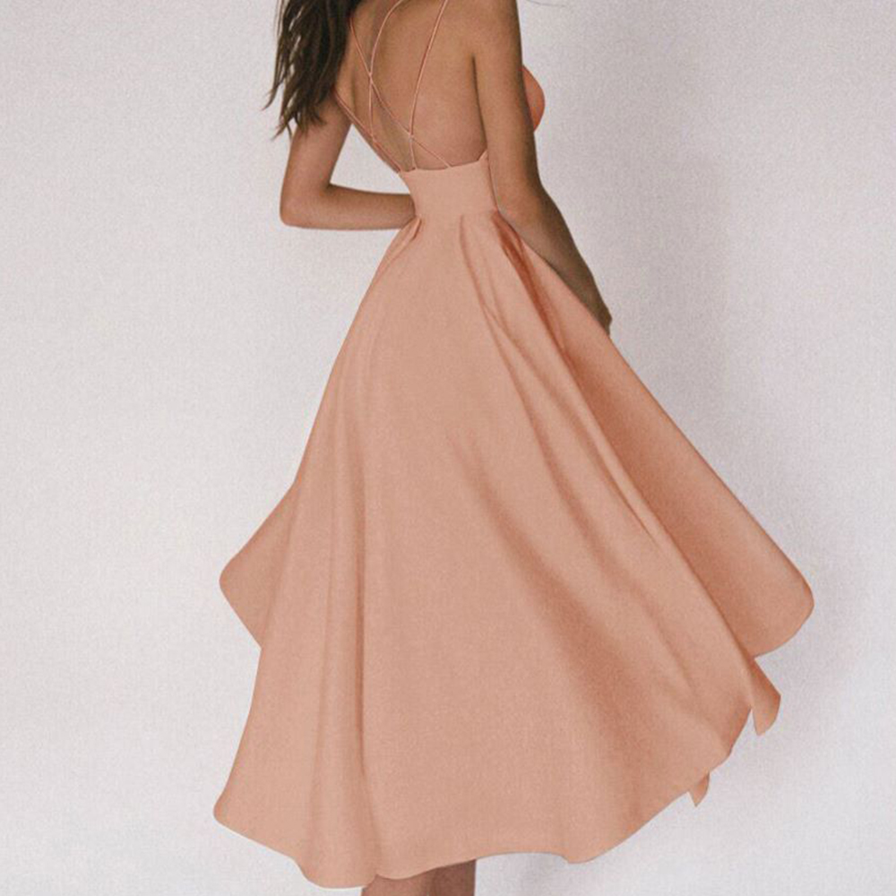 Macymars™ Multicolor Suspenders Sexy Mid-waist Petal V-neck Collarbone Swing Midi Dress