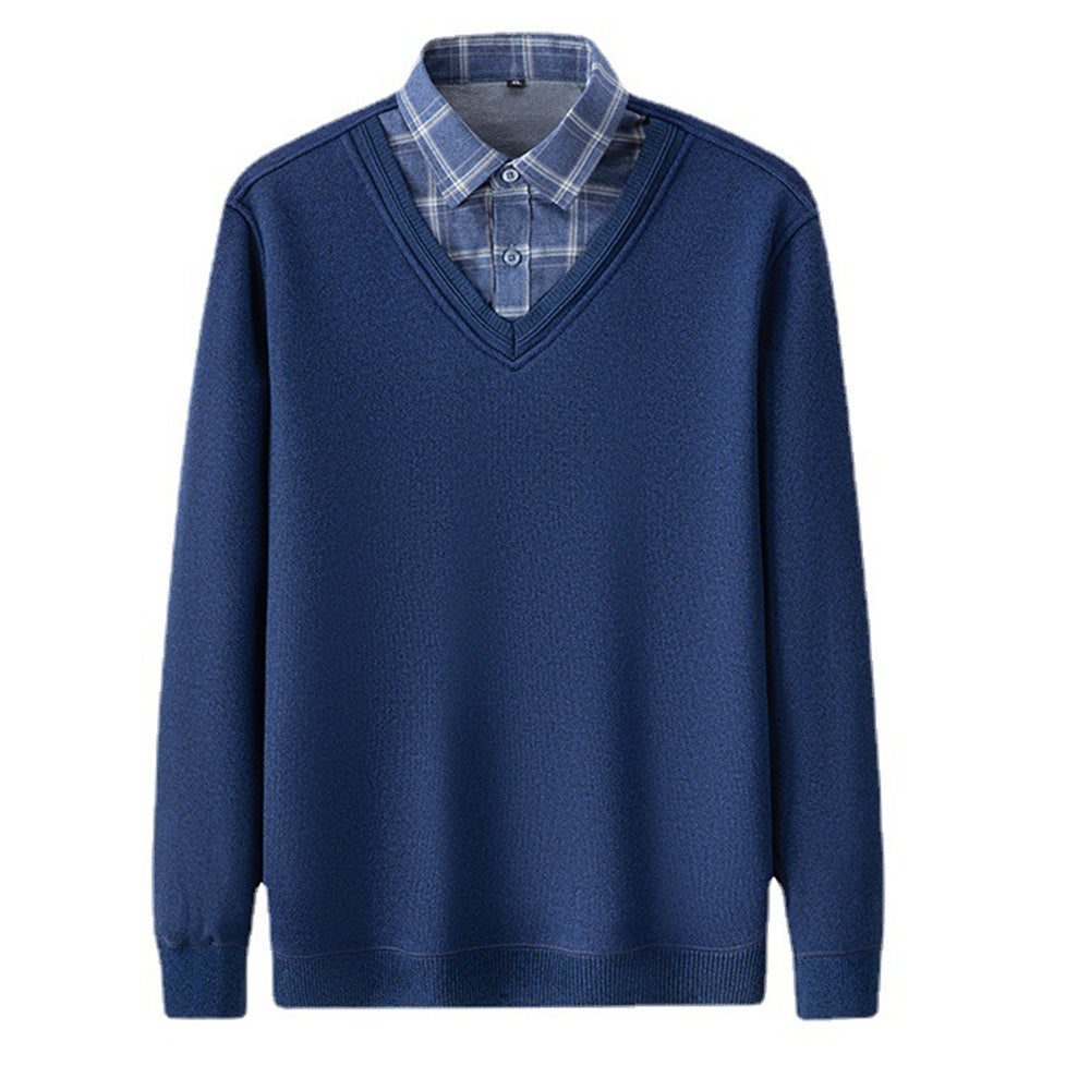 Macymars™ Men's Knitted Fake Two-Piece Bottoming Shirt Sweater