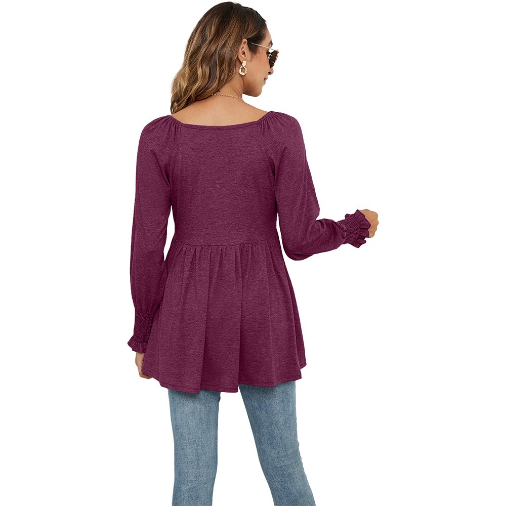 Macymars™ 2022 Autumn And Winter New Women's V-neck Bubble Long-sleeved Cummerbund Top T-shirt