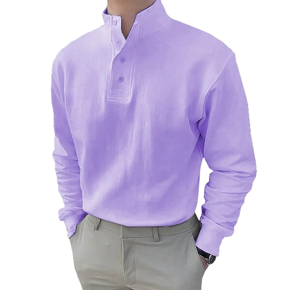 Macymars™ Gentleman's Simple Basic Stand-Up Collar Long-sleeved Polo Shirt