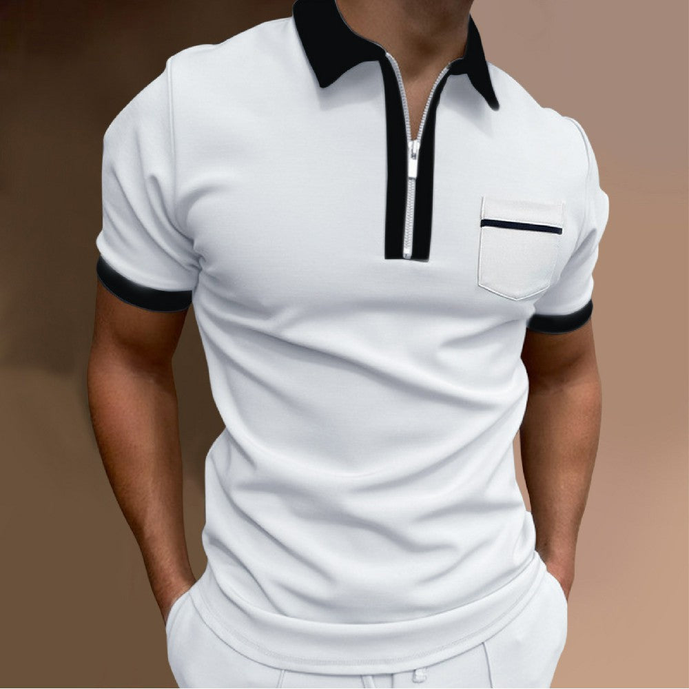 Macymars™ Men's Lapel Zipper Pocket Polo Shirt