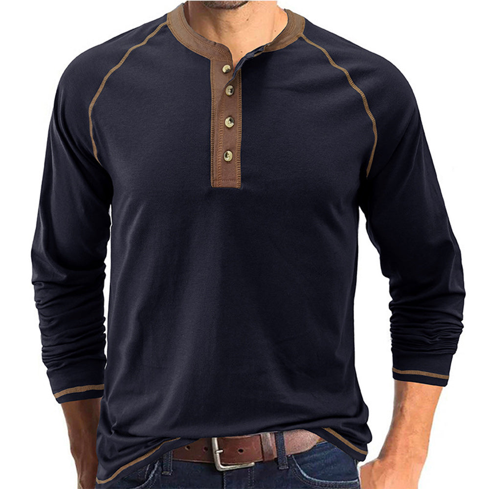 Macymars™ Henley Neck Contrast Trim Casual Shirt 2022 Autumn