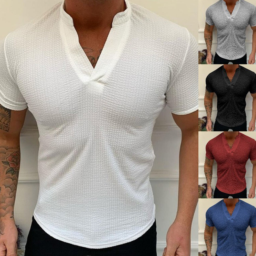 Macymars™ Men's Slim Fit V-Neck Solid T-Shirt