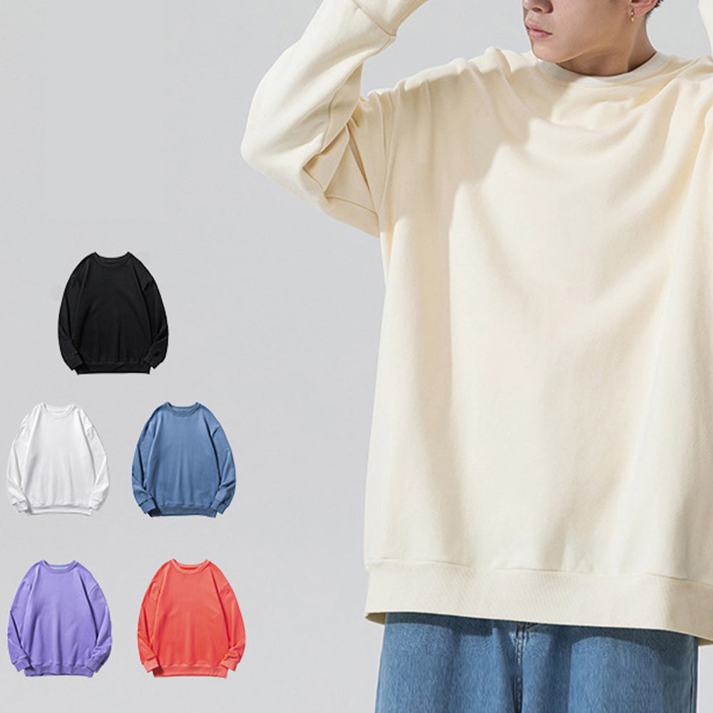 Macymars™ Men's Long Sleeve Round Neck Pullover Solid Color Sweatshirt