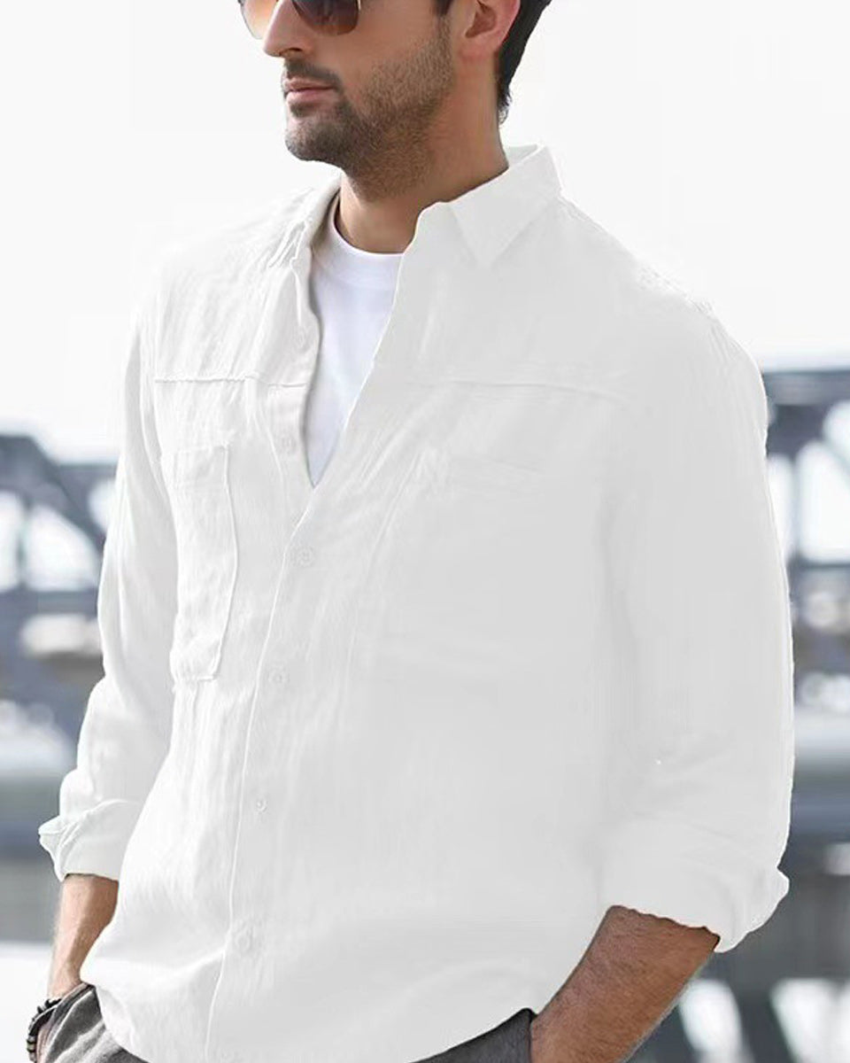 Macymars™ Men's Casual Solid Color Long Sleeve Lapel Shirts