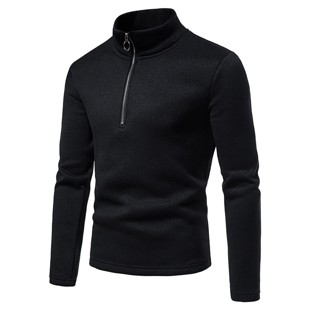 Macymars™ Men's Placket Zip Turtleneck Solid Color Sweatshirt