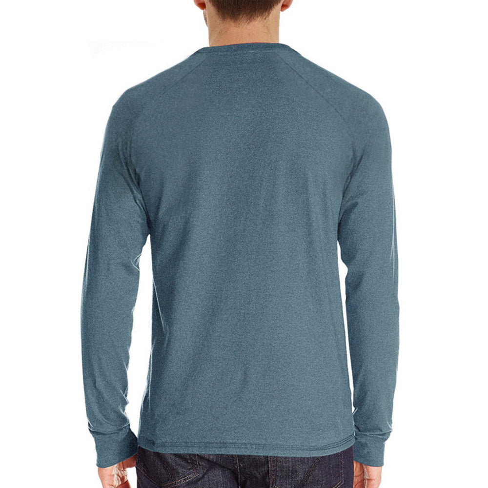 Macymars™ Men's Henley Long Sleeve Crewneck T-Shirts