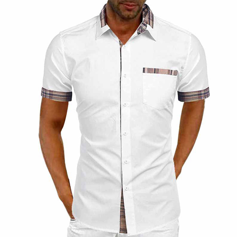 Macymars™ Men's Summer Leader Mouth Contrast Solid Color Short Sleeve Shirt