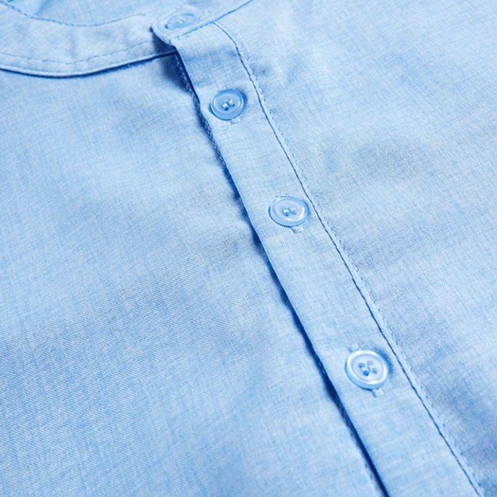 Macymars™ Men's Casual Linen Solid Color Stand Collar Long Sleeve Shirt