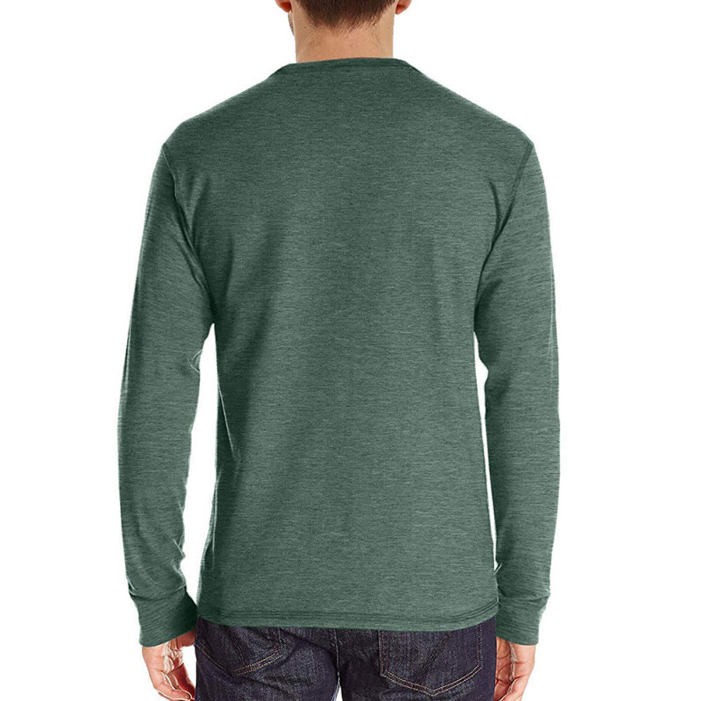 Macymars™ Men's Henley Long Sleeve Crewneck T-Shirts