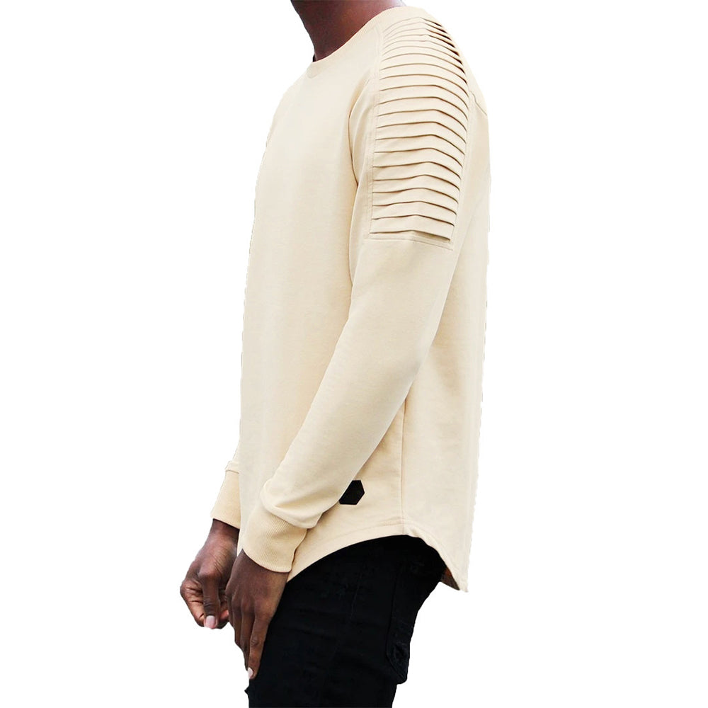Macymars™ Men's Round Neck Solid Wrinkled Raglan Sleeve Pullover Shirt