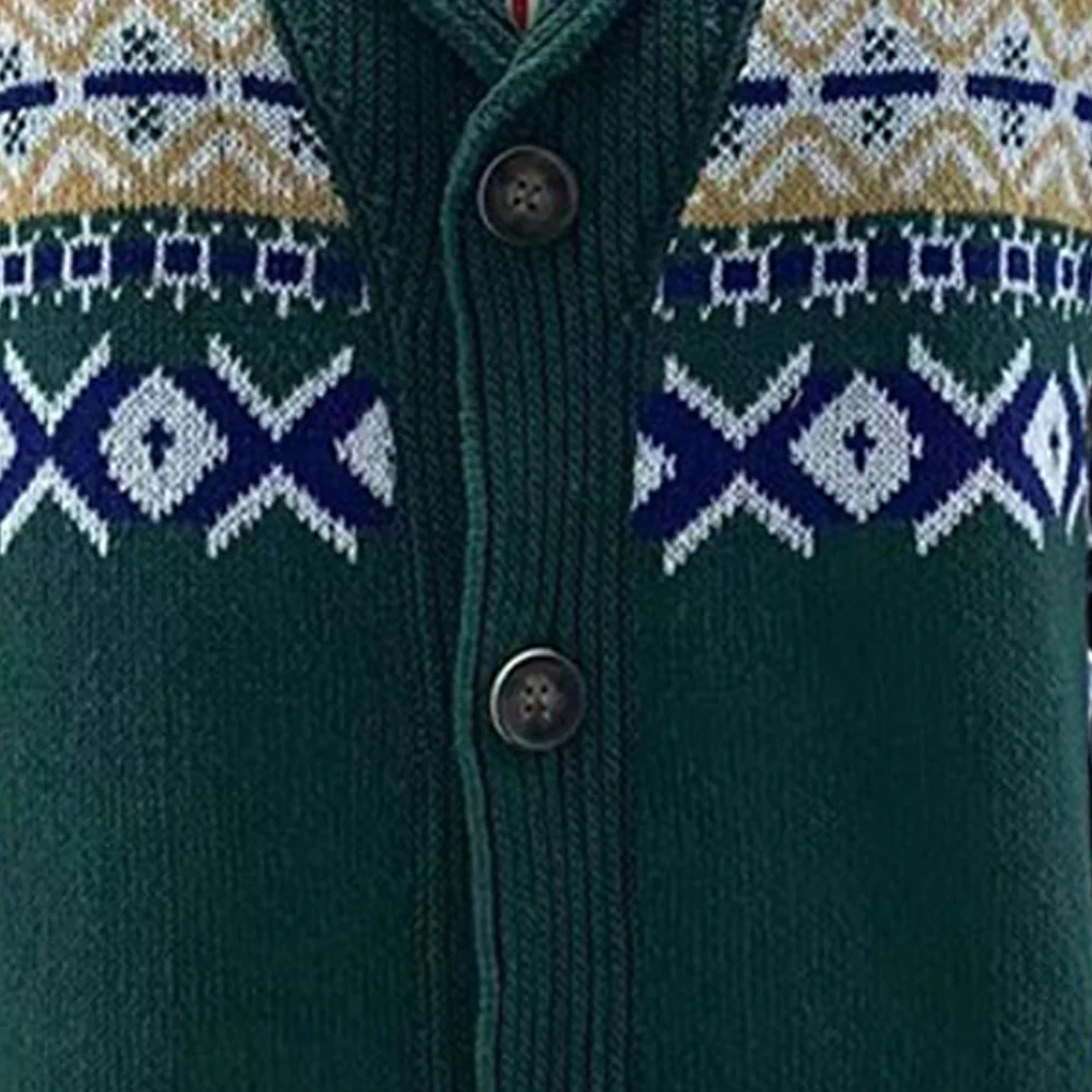 Macymars™ Men's Jacquard Lapel Knit Sweater Cardigan