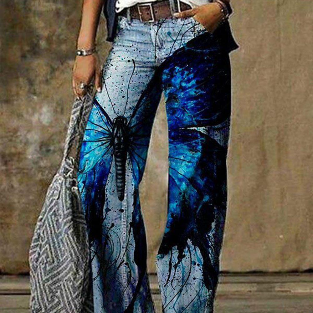 Macymars™ Women's Casual Print Flare Jeans Pants