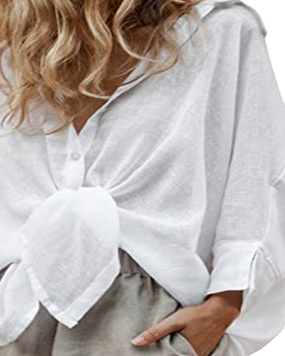 Macymars™ Classic White Solid Color Shirt Tops