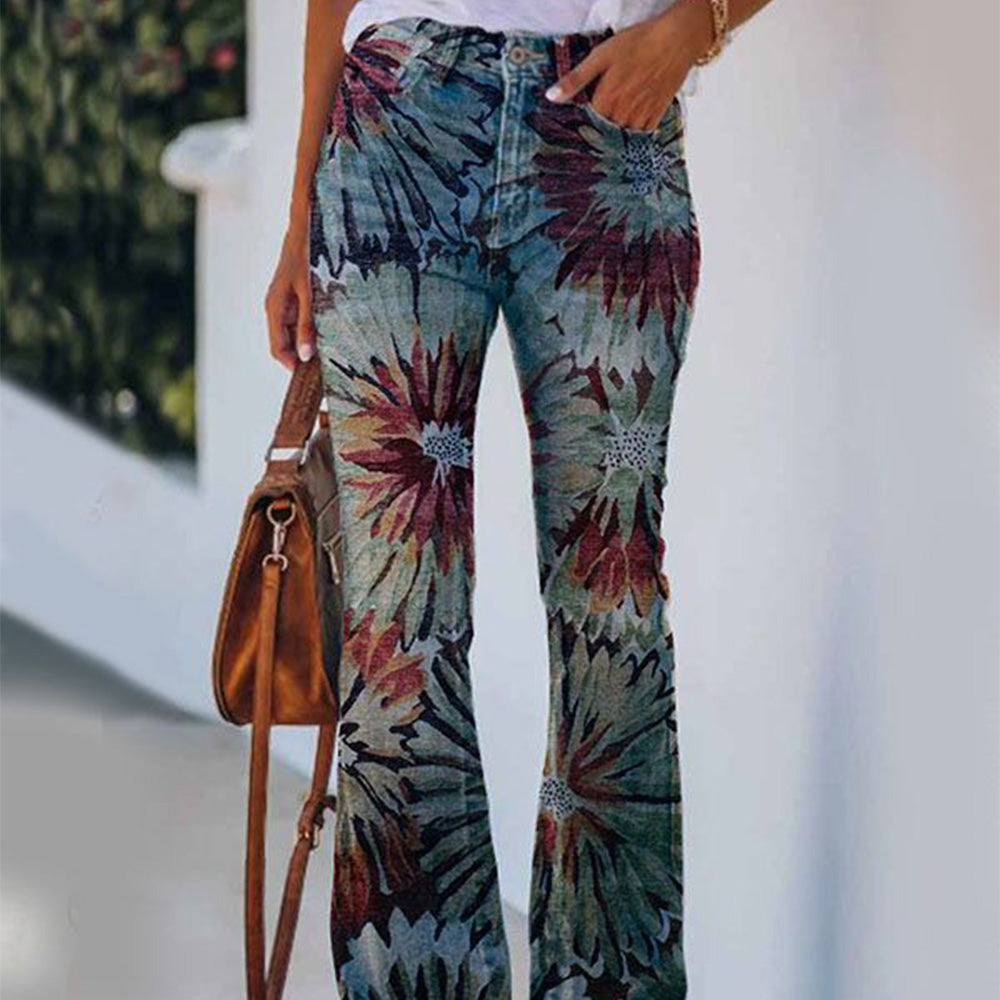 Macymars™ Women's Fashion Print Flare Jeans Pants