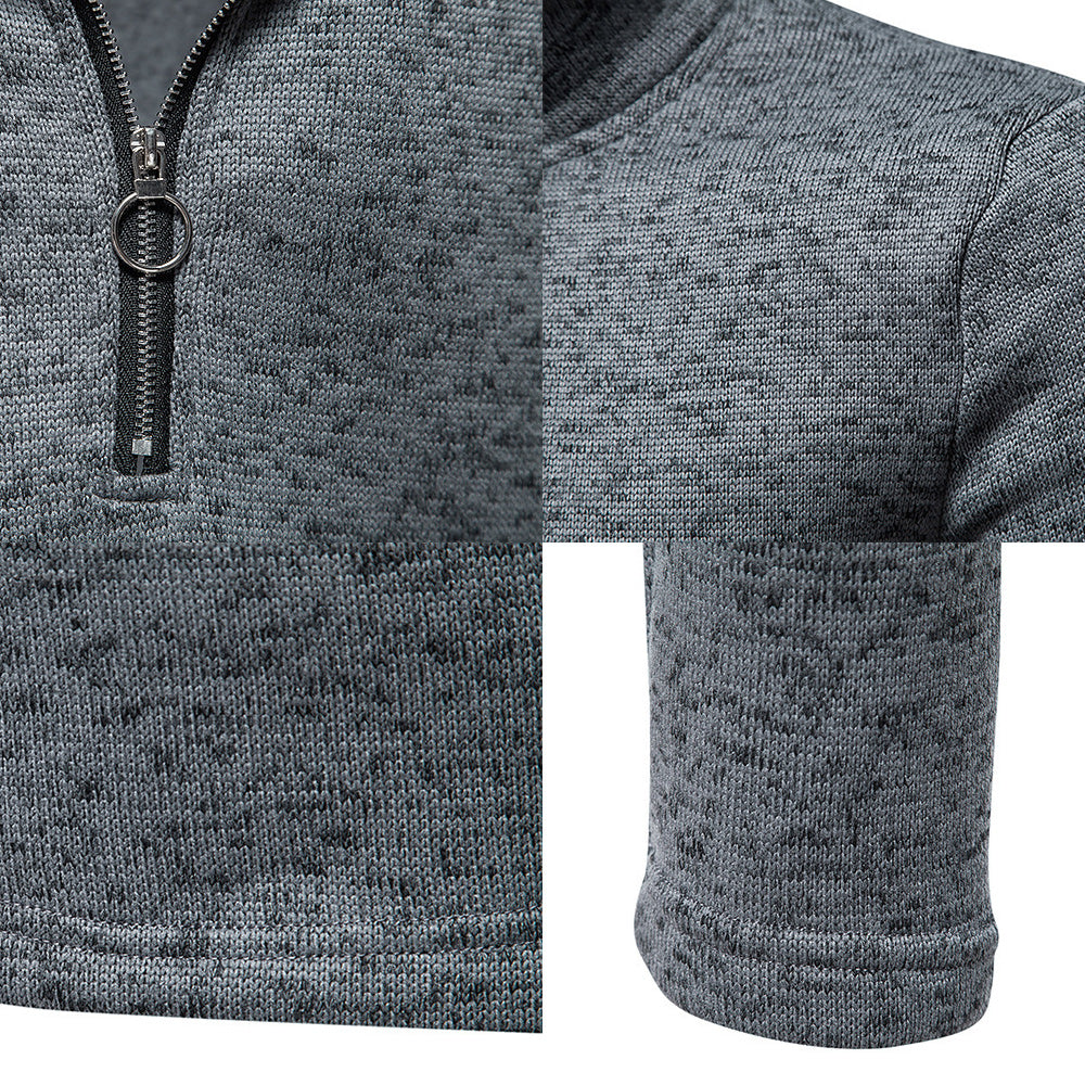 Macymars™ Men's Placket Zip Turtleneck Solid Color Sweatshirt