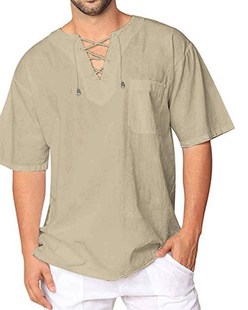 Macymars™ Men's Cotton Linen Short Sleeve Casual T-shirt