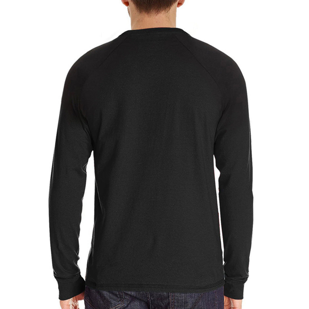 Macymars™ Men's Henley Long Sleeve Crewneck T-Shirts