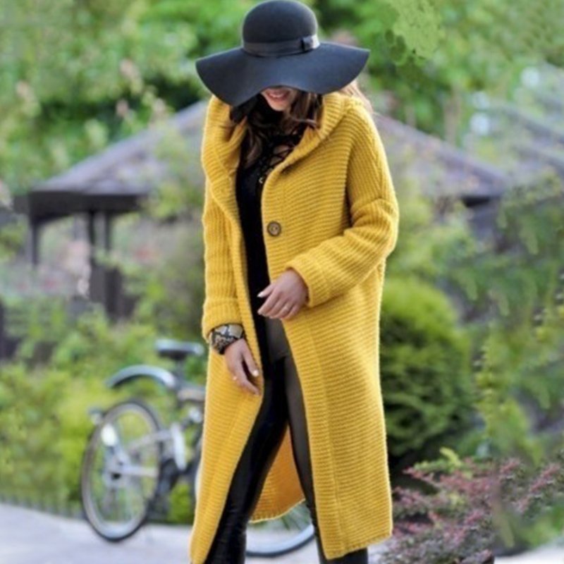 Macymars™ Hooded Cardigan Knitted Jumper Mid-length Jacket