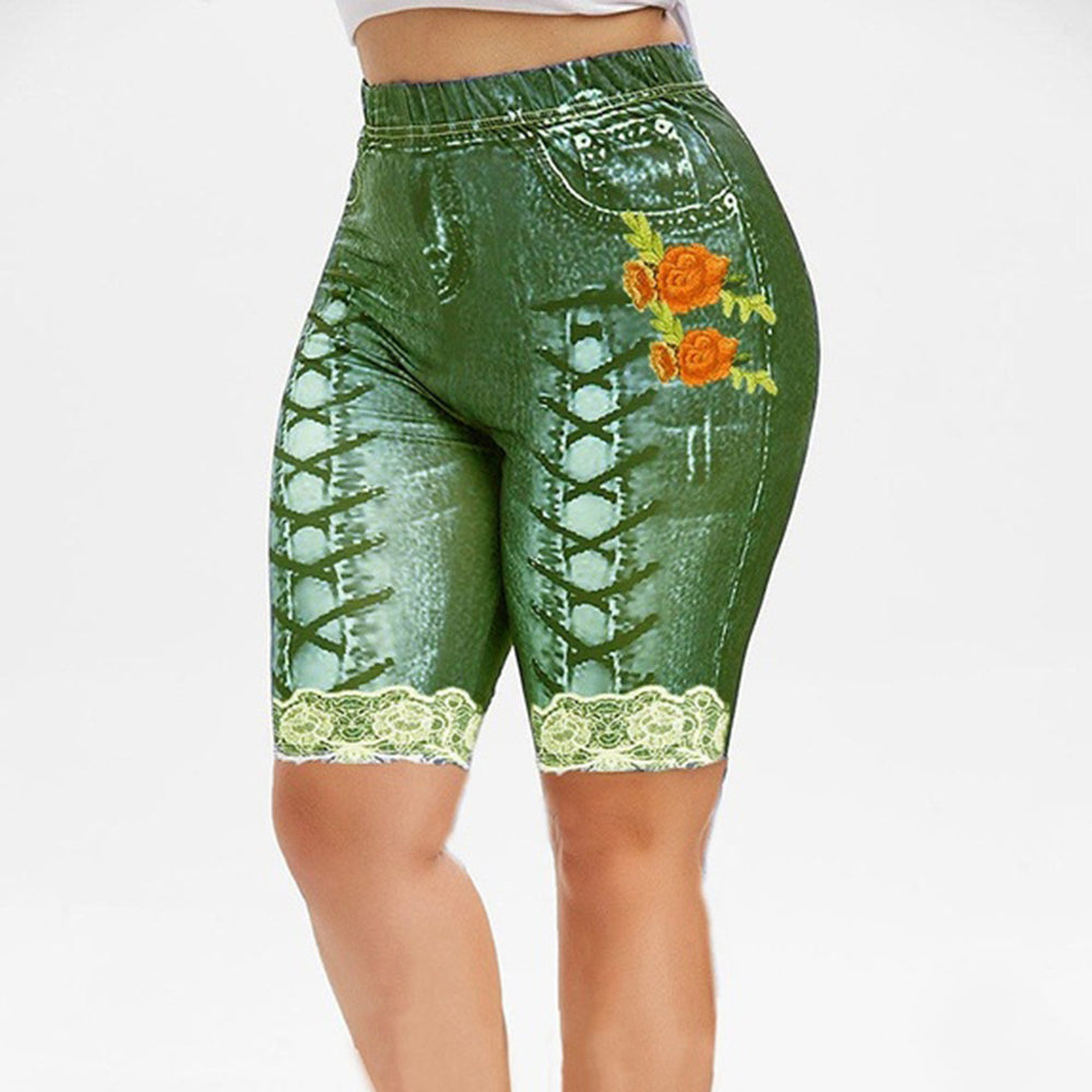 Macymars™ Women's Skinny 3d Denim Print Casual Short Jeggings