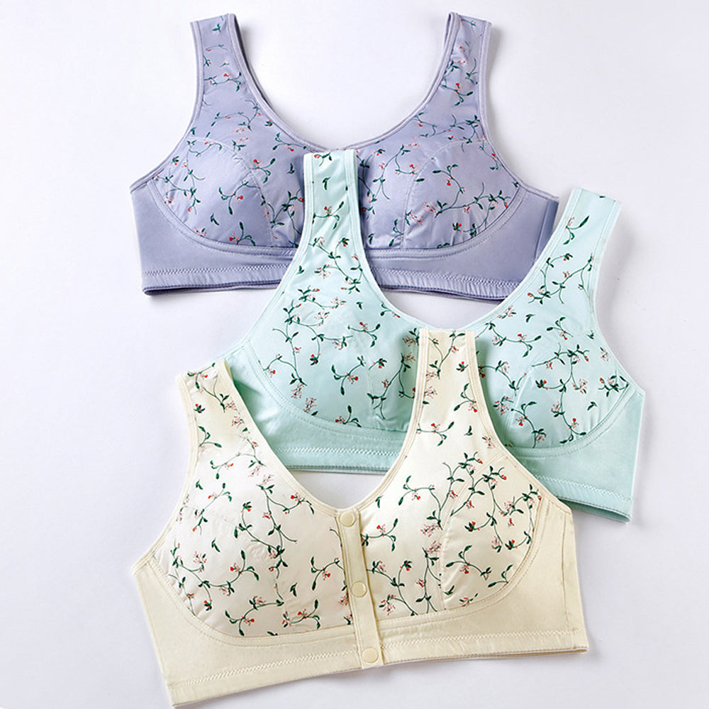 Macymars™ Front Breathable Button Printed Bra