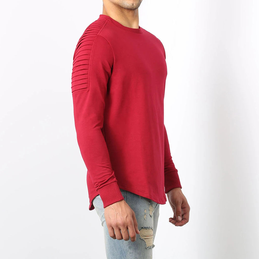 Macymars™ Men's Round Neck Solid Wrinkled Raglan Sleeve Pullover Shirt
