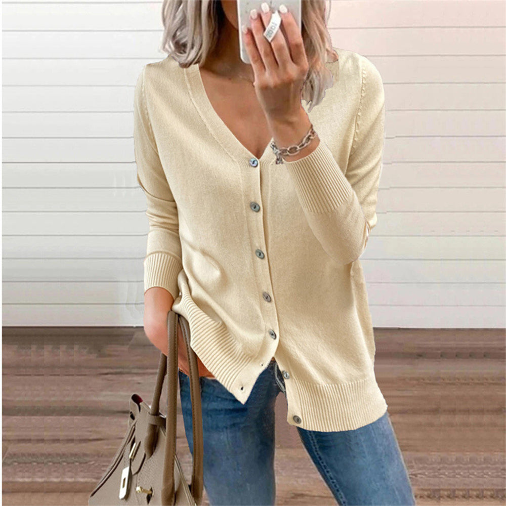 Macymars™ Women Solid Button Sweater Cardigan Coat