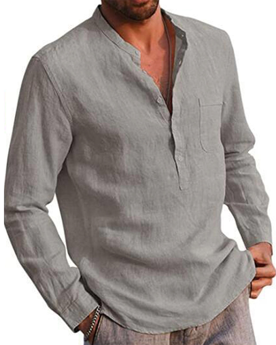 Macymars™ Men's Cotton Linen Long Sleeve Casual T Shirts