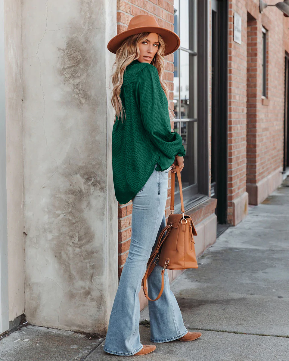 Macymars™ Women Loose Lapel Lantern Long Sleeve Shirt