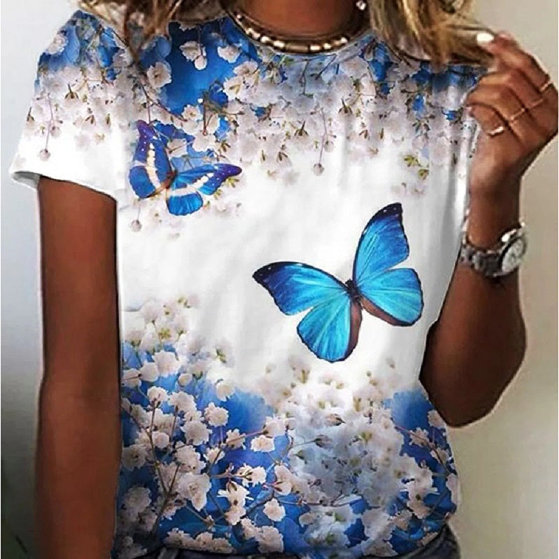 Macymars™ Elegant Fashionable Gilt Butterfly Print Women's T-Shirt