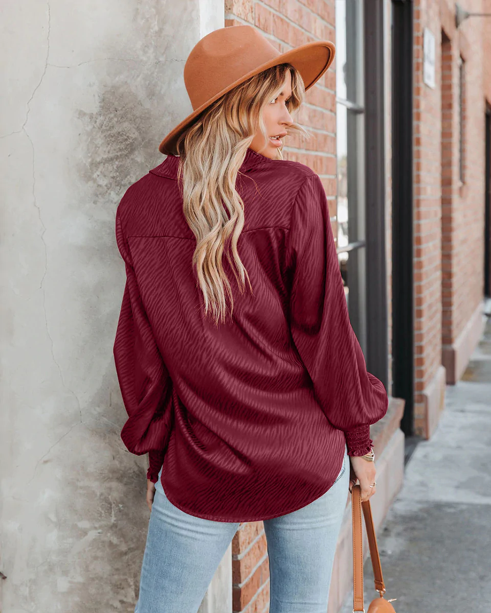 Macymars™ Women Loose Lapel Lantern Long Sleeve Shirt