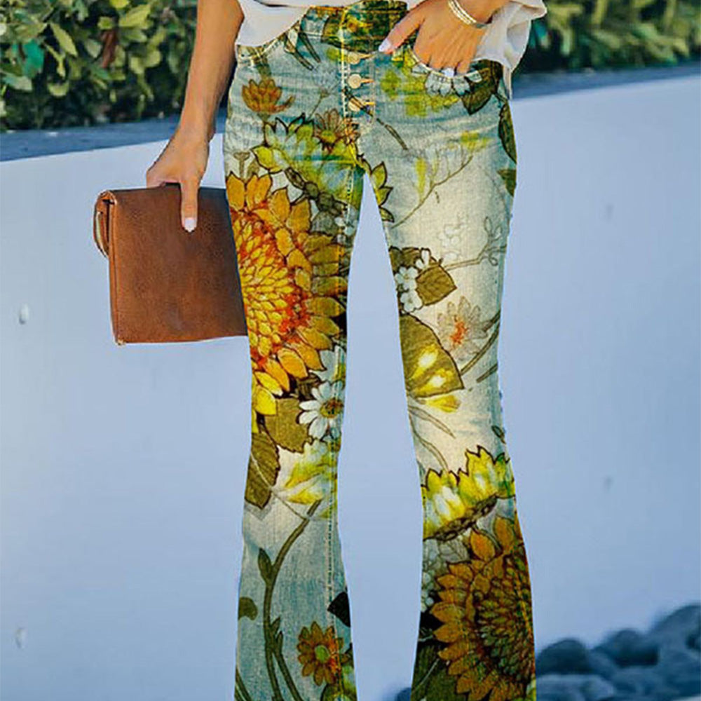 Macymars™ Women's Print Casual Flare Jeans Pants