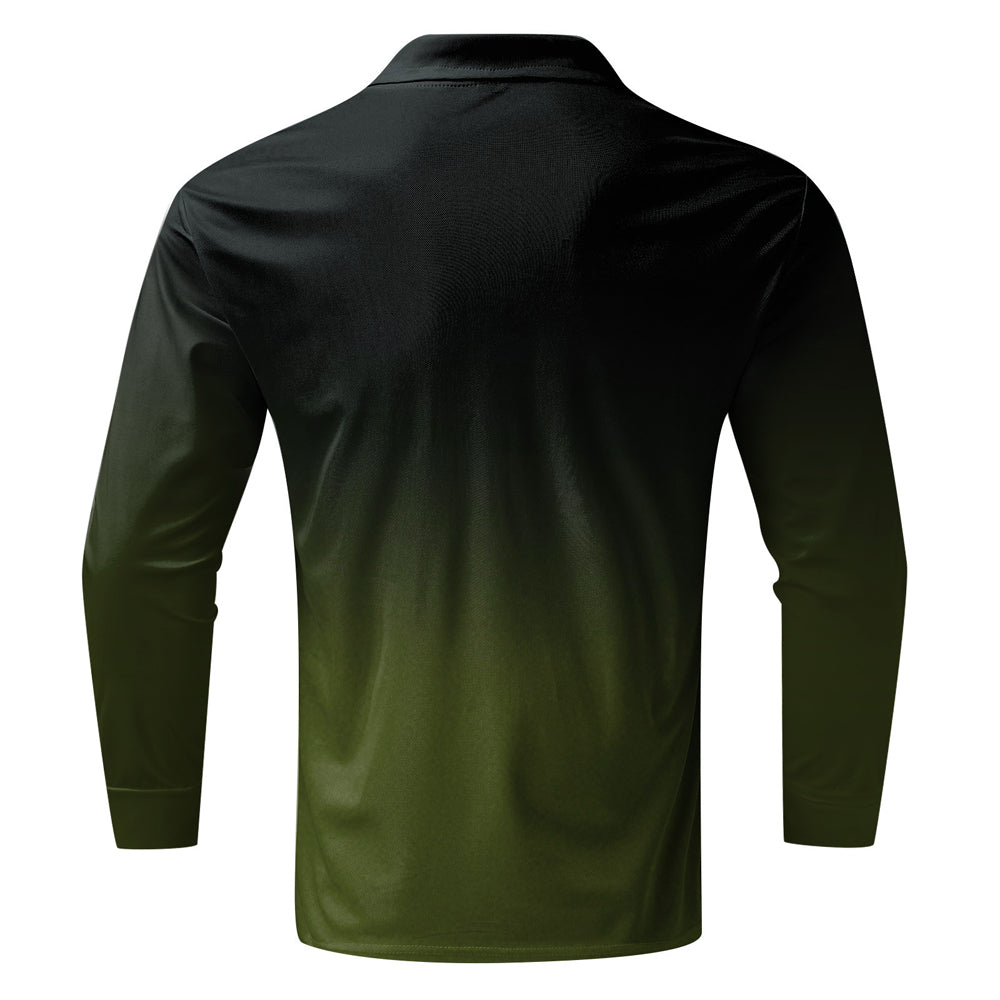 Macymars™ Men's Gradient Color Lapel Zipper Polo Shirt