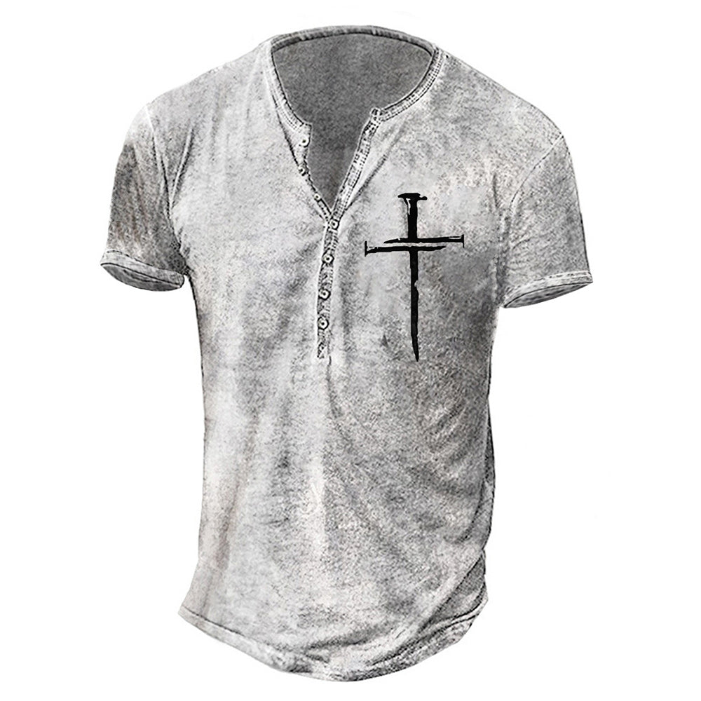 Macymars™ Mens Casual Fashion Printed V-Neck Henley T-Shirts
