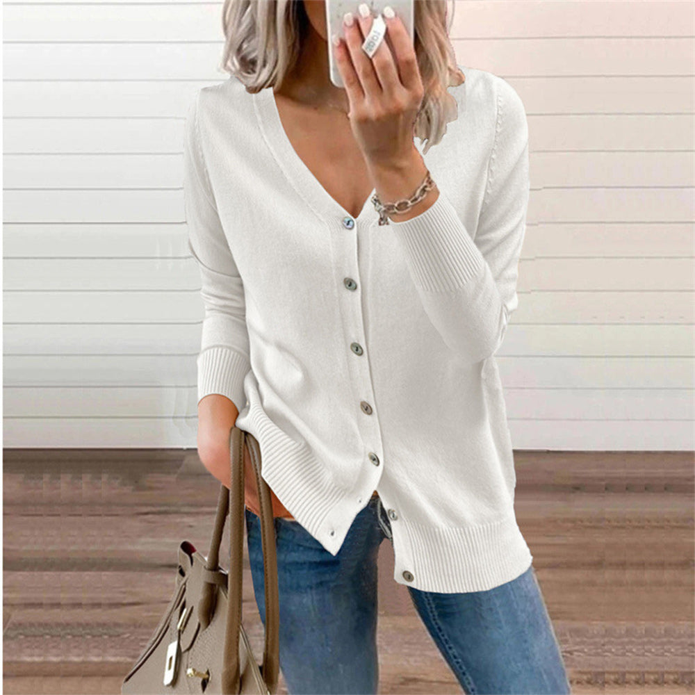 Macymars™ Women Solid Button Sweater Cardigan Coat