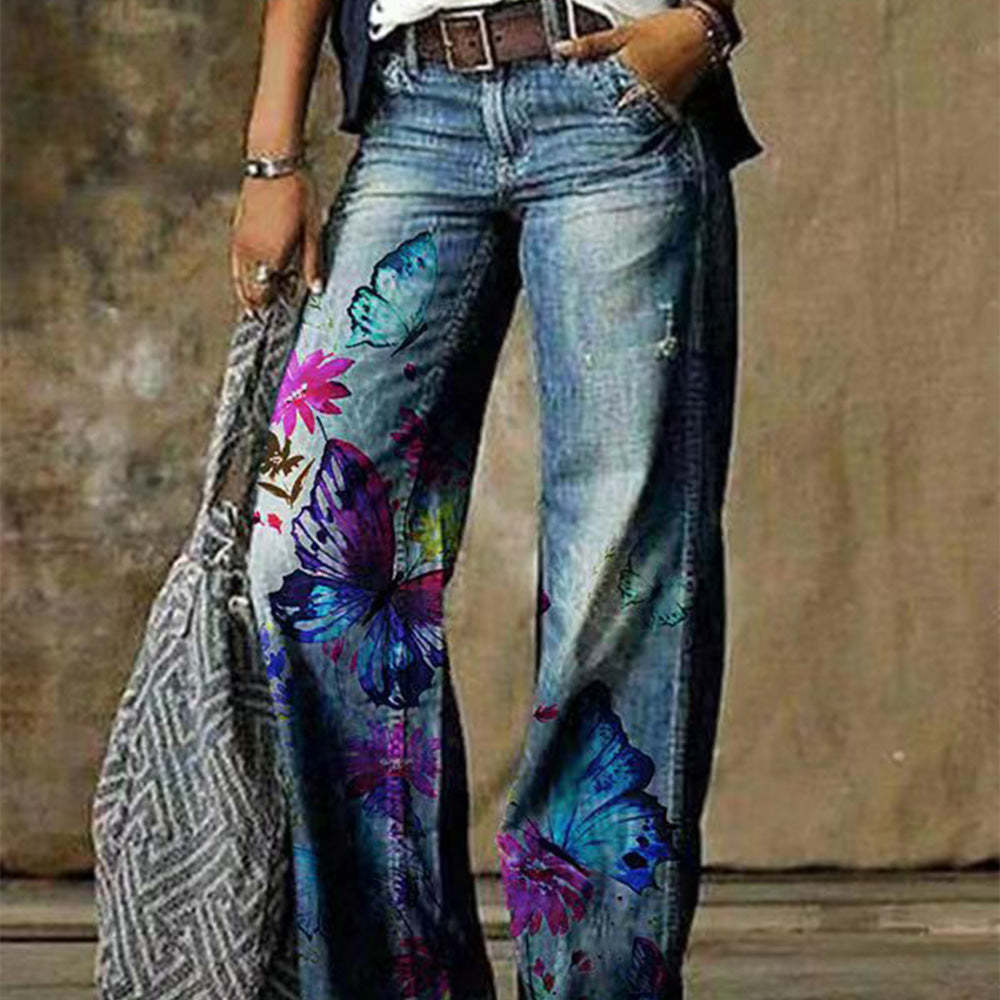 Macymars™ Women's Casual Print Flare Jeans Pants