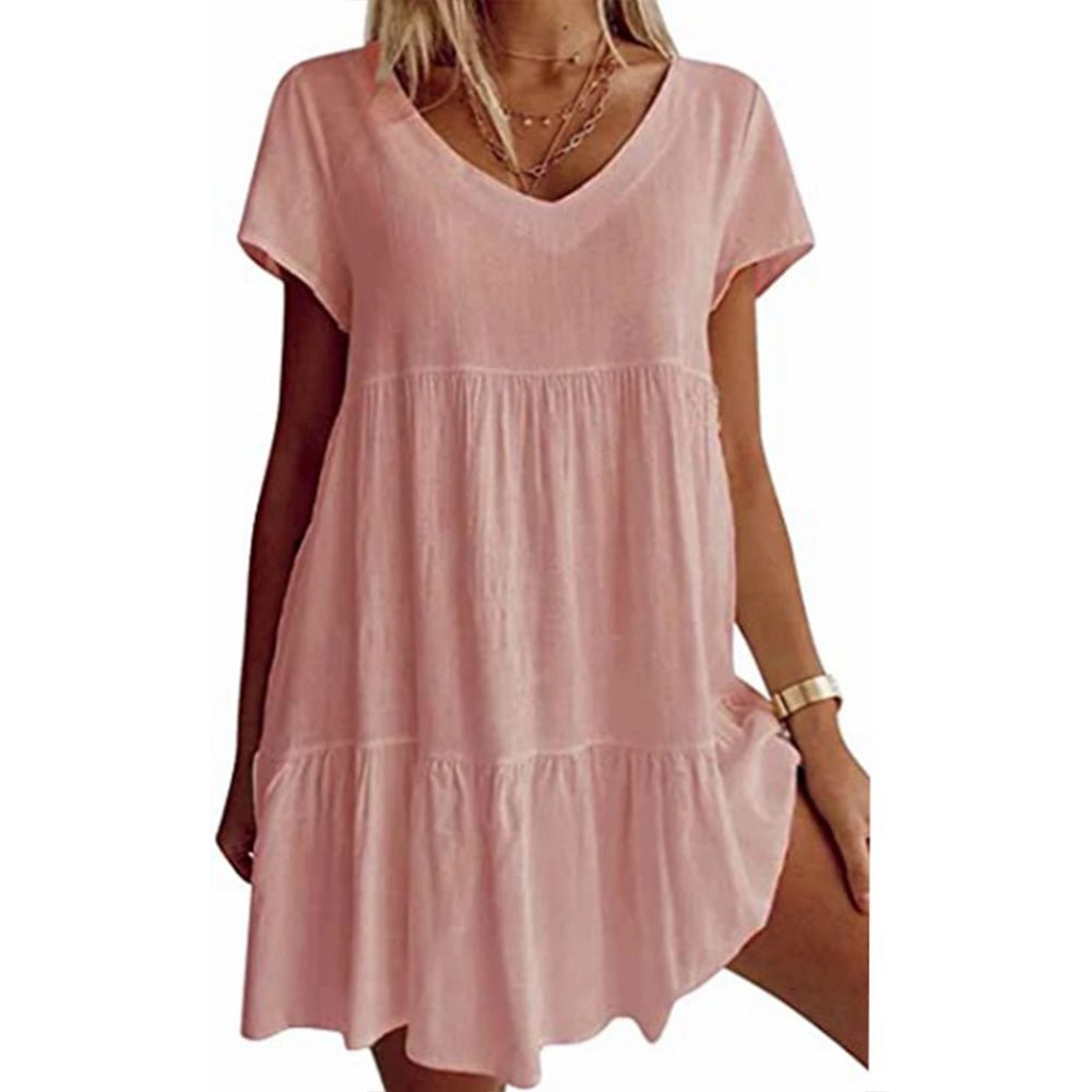 Macymars™  Women's V-Neck Casual Loose Flowy Swing Dress