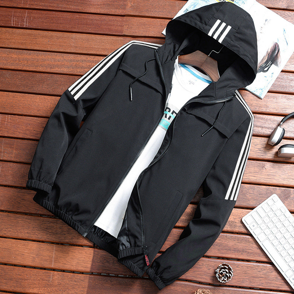 Macymars™ Men's Striped Hooded Sports Jacket