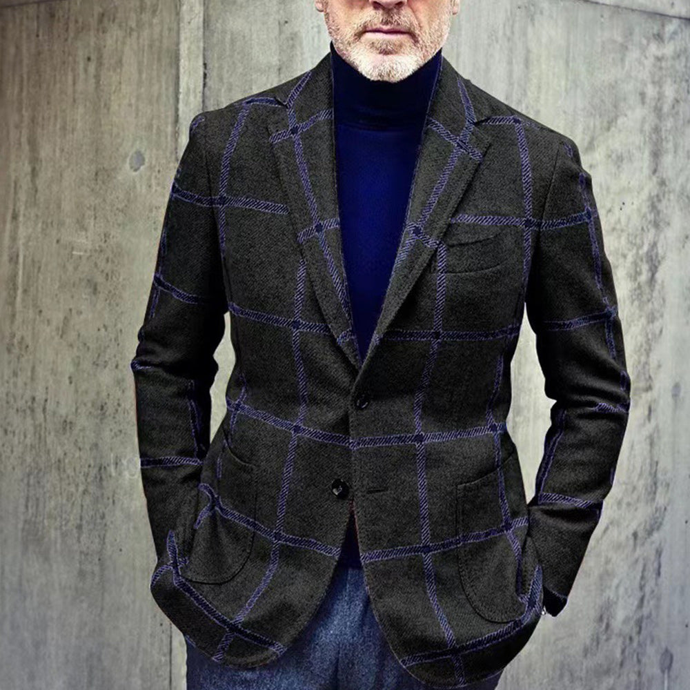 Macymars™ Mens Plaid Slim Fit Blazer Woolen Coat